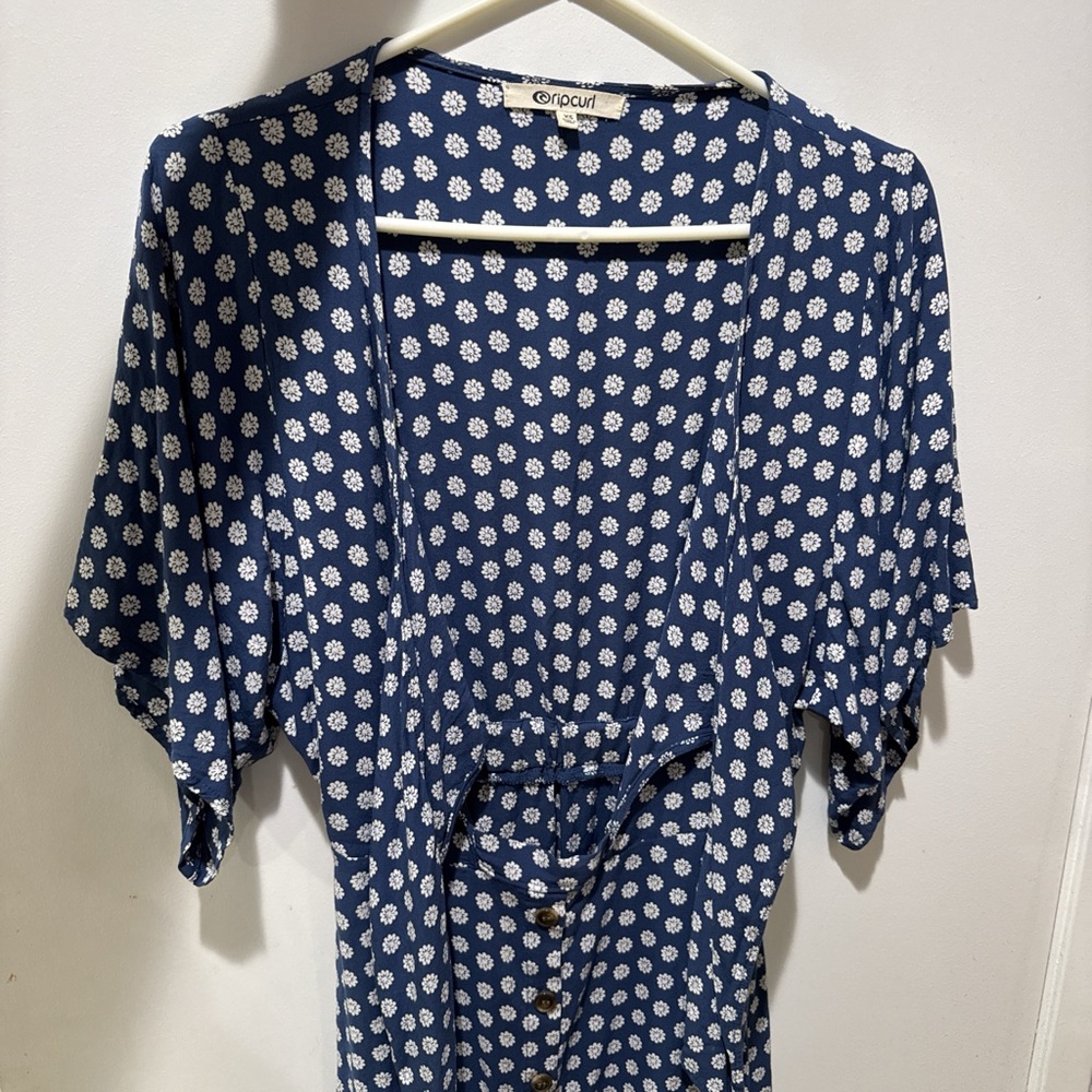 Navy Floral Tie-Front Dress